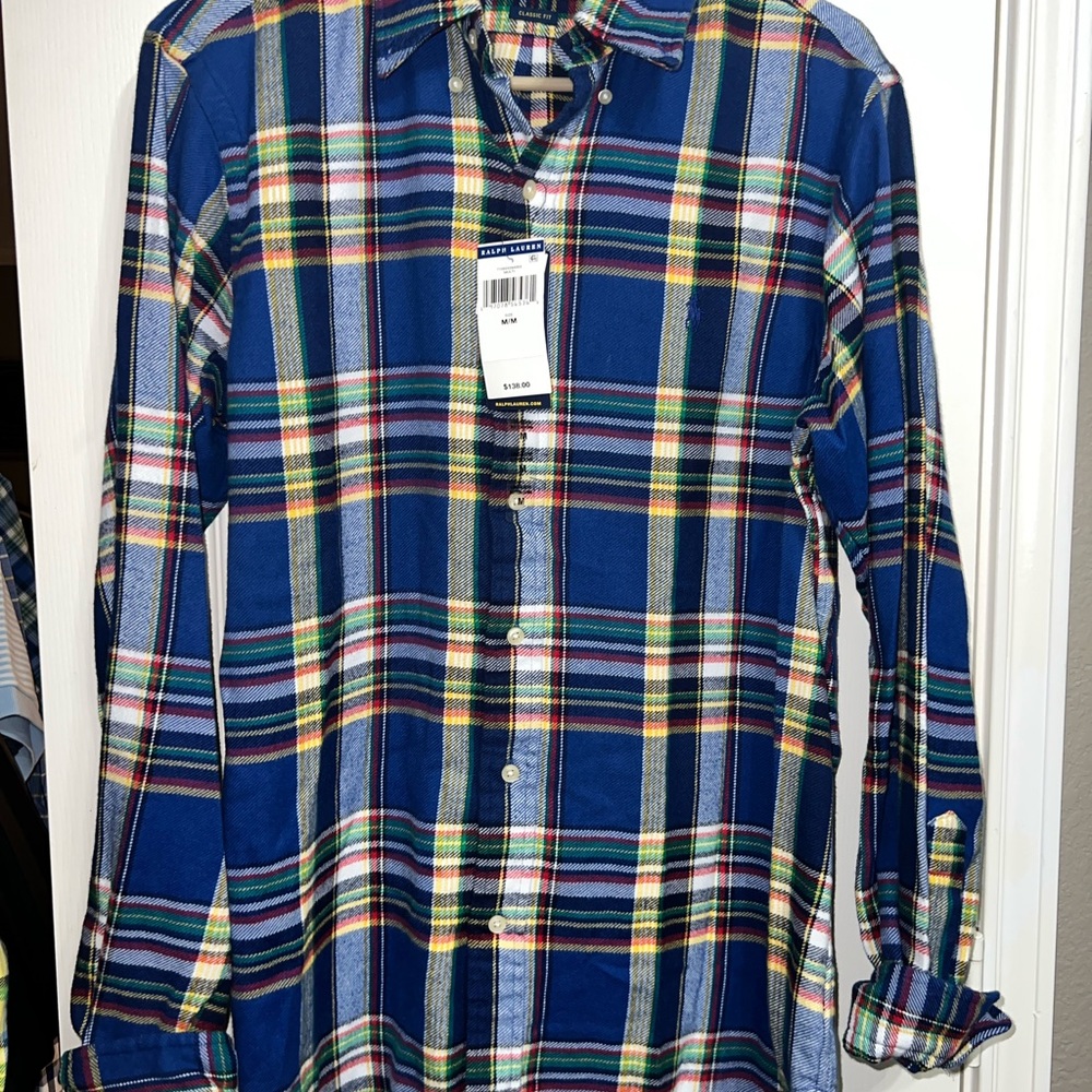 Polo by Ralph Lauren Blue and Yellow Plaid Casual Shirt
